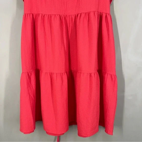 Calvin Klein Women's Flutter Sleeve V-Neck Gauze Dress Size 12 NWT Watermelon - Picture 7 of 16